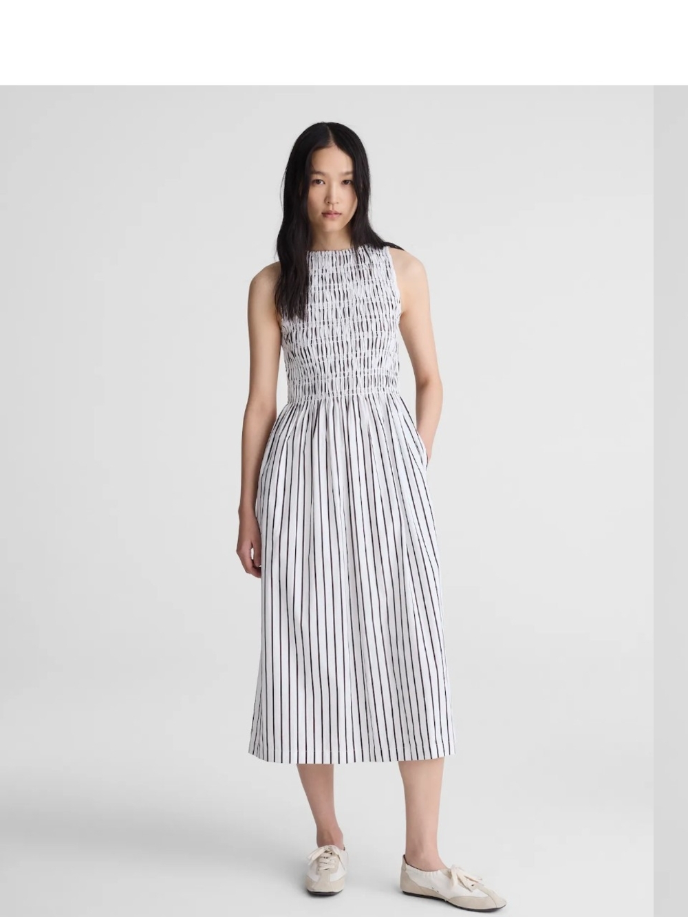 Madewell Boatneck Smocked Midi Dress NZ960 Size XS 100% cotton